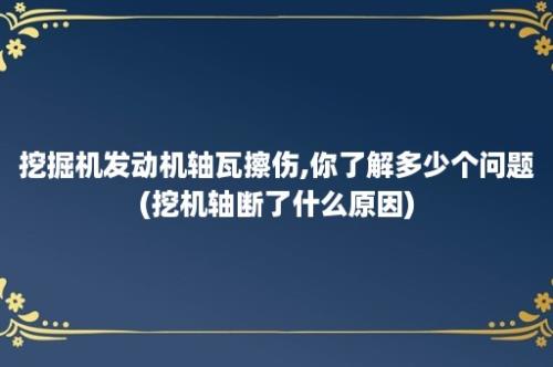 挖掘机发动机轴瓦擦伤,你了解多少个问题(挖机轴断了什么原因)