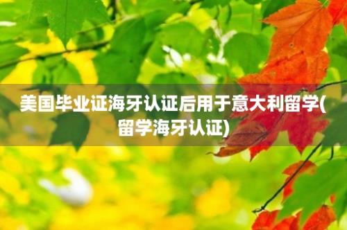 美国毕业证海牙认证后用于意大利留学(留学海牙认证)