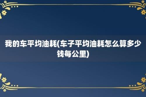 我的车平均油耗(车子平均油耗怎么算多少钱每公里)