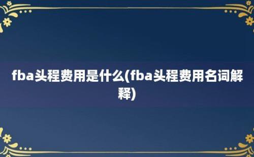 fba头程费用是什么(fba头程费用名词解释)