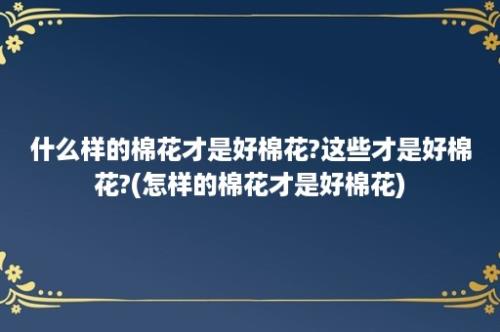 什么样的棉花才是好棉花?这些才是好棉花?(怎样的棉花才是好棉花)