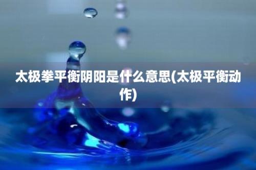 太极拳平衡阴阳是什么意思(太极平衡动作)