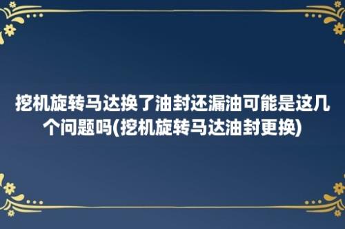 挖机旋转马达换了油封还漏油可能是这几个问题吗(挖机旋转马达油封更换)