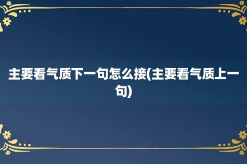 主要看气质下一句怎么接(主要看气质上一句)