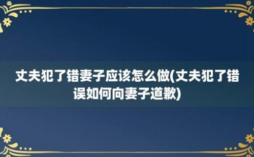 丈夫犯了错妻子应该怎么做(丈夫犯了错误如何向妻子道歉)