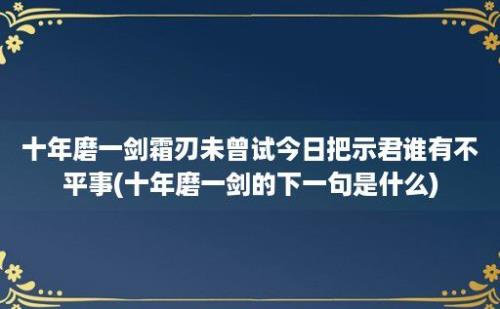 十年磨一剑霜刃未曾试今日把示君谁有不平事(十年磨一剑的下一句是什么)