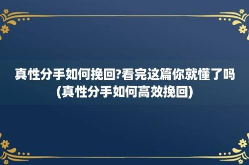 真性分手如何挽回?看完这篇你就懂了吗(真性分手如何高效挽回)