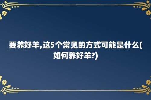 要养好羊,这5个常见的方式可能是什么(如何养好羊?)