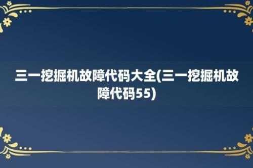 三一挖掘机故障代码大全(三一挖掘机故障代码55)