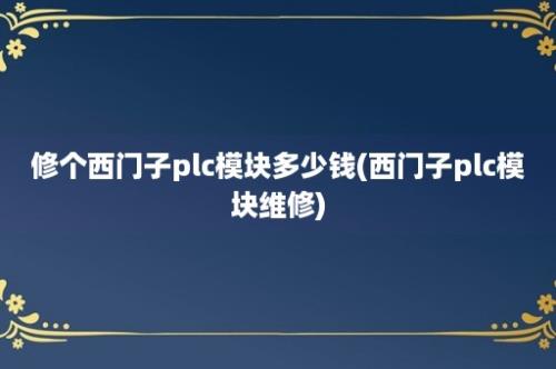 修个西门子plc模块多少钱(西门子plc模块维修)