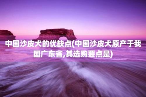 中国沙皮犬的优缺点(中国沙皮犬原产于我国广东省,其选购要点是)