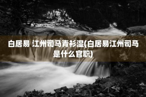 白居易 江州司马青衫湿(白居易江州司马是什么官职)