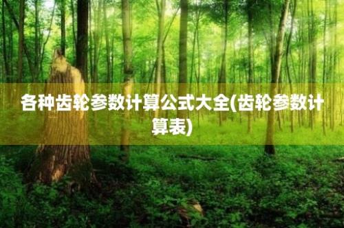 各种齿轮参数计算公式大全(齿轮参数计算表)