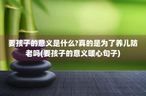 要孩子的意义是什么?真的是为了养儿防老吗(要孩子的意义暖心句子)