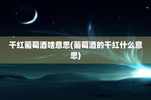 干红葡萄酒啥意思(葡萄酒的干红什么意思)