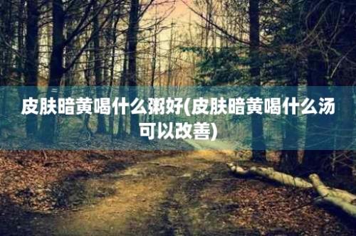 皮肤暗黄喝什么粥好(皮肤暗黄喝什么汤可以改善)