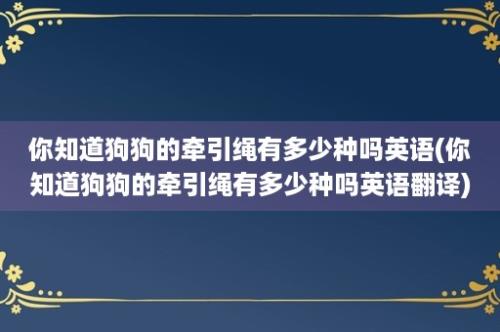 你知道狗狗的牵引绳有多少种吗英语(你知道狗狗的牵引绳有多少种吗英语翻译)