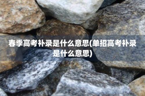 春季高考补录是什么意思(单招高考补录是什么意思)