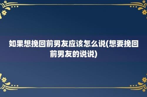 如果想挽回前男友应该怎么说(想要挽回前男友的说说)