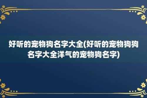 好听的宠物狗名字大全(好听的宠物狗狗名字大全洋气的宠物狗名字)