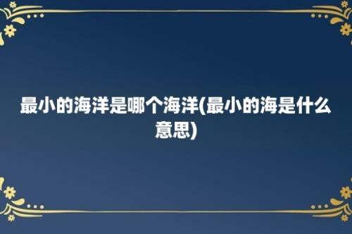 最小的海洋是哪个海洋(最小的海是什么意思)