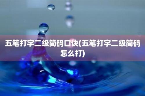 五笔打字二级简码口诀(五笔打字二级简码怎么打)