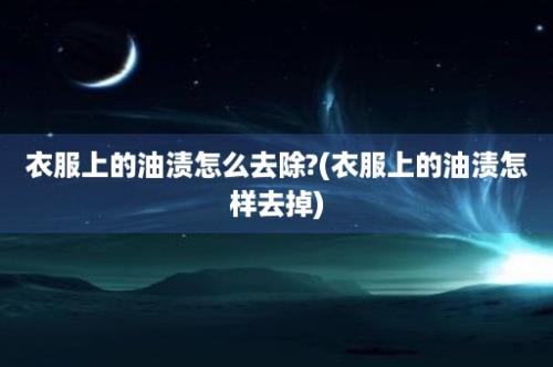 衣服上的油渍怎么去除?(衣服上的油渍怎样去掉)