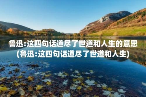 鲁迅:这四句话道尽了世道和人生的意思(鲁迅:这四句话道尽了世道和人生)