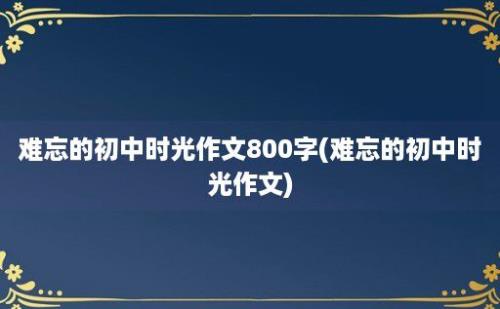 难忘的初中时光作文800字(难忘的初中时光作文)