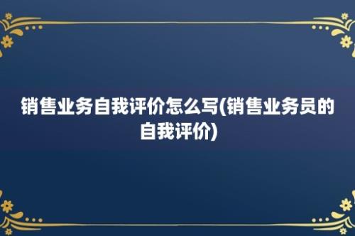 销售业务自我评价怎么写(销售业务员的自我评价)