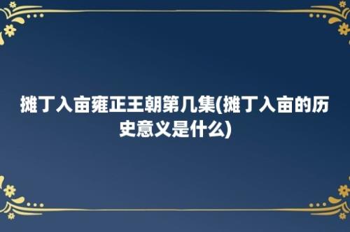 摊丁入亩雍正王朝第几集(摊丁入亩的历史意义是什么)