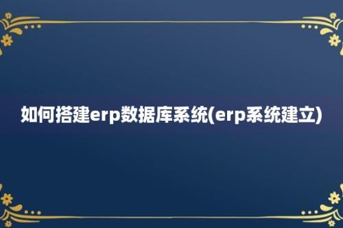 如何搭建erp数据库系统(erp系统建立)