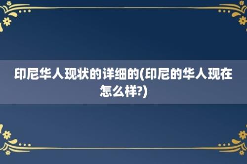 印尼华人现状的详细的(印尼的华人现在怎么样?)