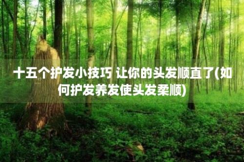 十五个护发小技巧 让你的头发顺直了(如何护发养发使头发柔顺)