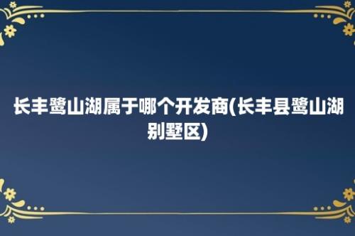 长丰鹭山湖属于哪个开发商(长丰县鹭山湖别墅区)