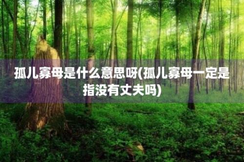 孤儿寡母是什么意思呀(孤儿寡母一定是指没有丈夫吗)