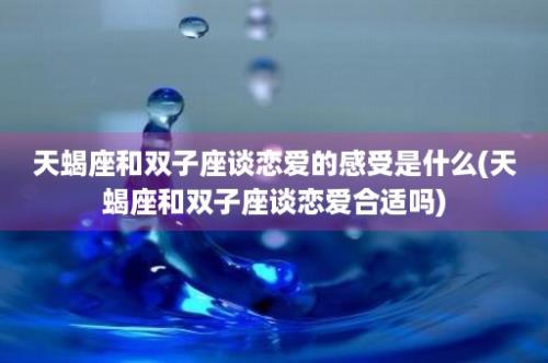 天蝎座和双子座谈恋爱的感受是什么(天蝎座和双子座谈恋爱合适吗)