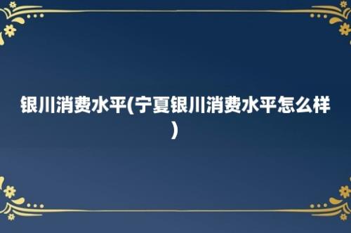 银川消费水平(宁夏银川消费水平怎么样)