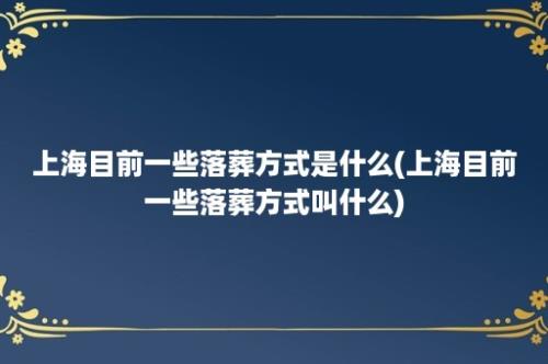 上海目前一些落葬方式是什么(上海目前一些落葬方式叫什么)