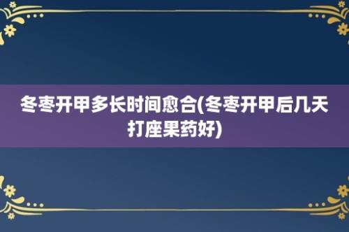 冬枣开甲多长时间愈合(冬枣开甲后几天打座果药好)