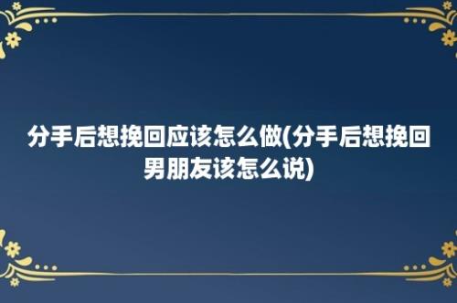 分手后想挽回应该怎么做(分手后想挽回男朋友该怎么说)