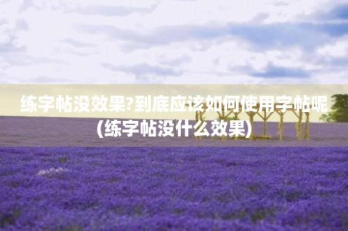 练字帖没效果?到底应该如何使用字帖呢(练字帖没什么效果)