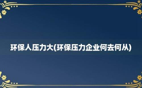 环保人压力大(环保压力企业何去何从)