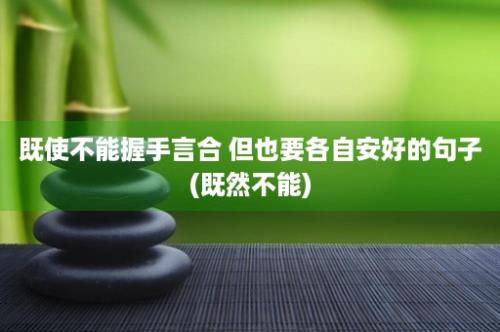 既使不能握手言合 但也要各自安好的句子(既然不能)