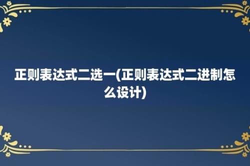 正则表达式二选一(正则表达式二进制怎么设计)