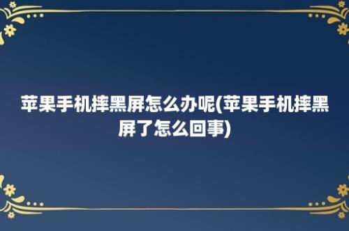 苹果手机摔黑屏怎么办呢(苹果手机摔黑屏了怎么回事)