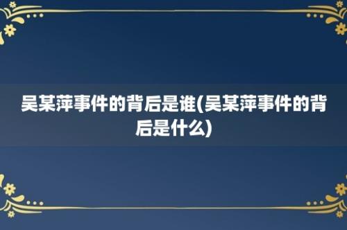 吴某萍事件的背后是谁(吴某萍事件的背后是什么)