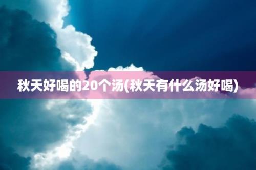 秋天好喝的20个汤(秋天有什么汤好喝)