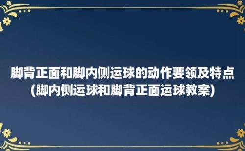 脚背正面和脚内侧运球的动作要领及特点(脚内侧运球和脚背正面运球教案)