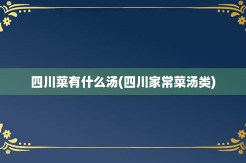 四川菜有什么汤(四川家常菜汤类)